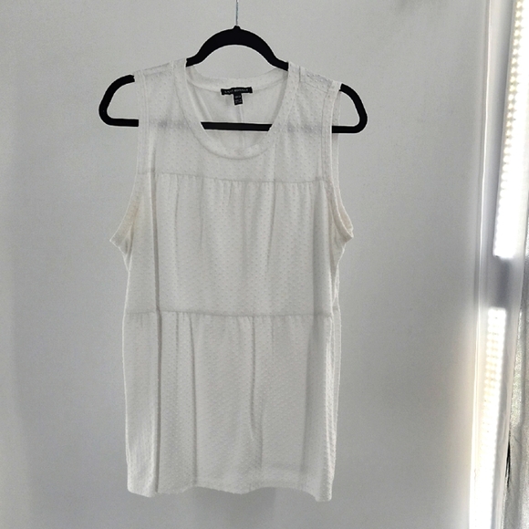 Lane Bryant White Dotted Swiss Tiered Tank Top - Picture 1 of 11